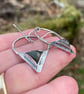 Oxidised silver and labradorite tribal triangle earrings - Image 3