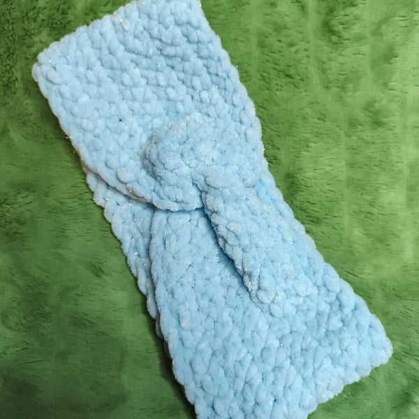 Light Blue Glitter Headband Ear Warmer