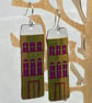 Gold Tall House Recycled Tin Earrings with Silver - Image 3