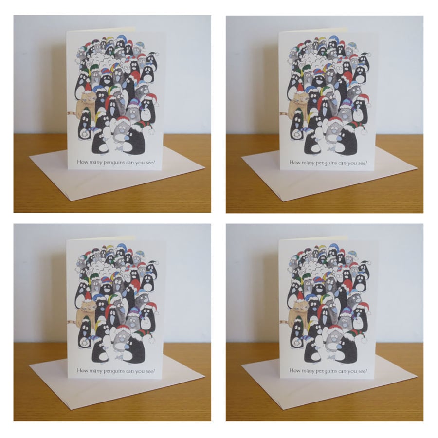 Penguins Christmas Card Pack of 4