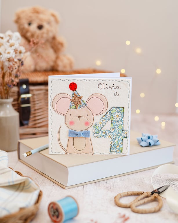Mouse Personalised Birthday Card