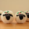 Set of 4 Festive Sheep Baubles in a cotton hand block printed gift bag