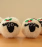 Set of 4 Festive Sheep Baubles in a cotton hand block printed gift bag
