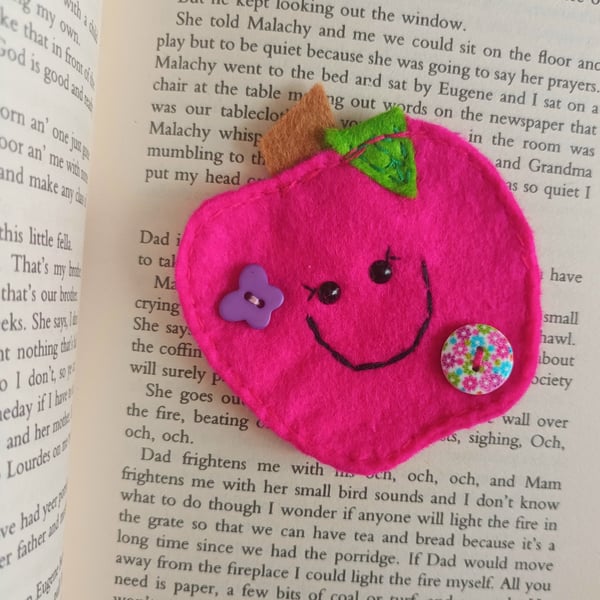 Pink apple themed bookmark (B)