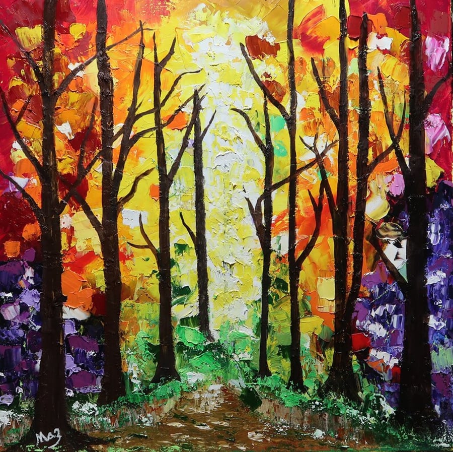 Rainbow Forest. This is an Original Oil Painting signed by Myself. A Forest full