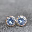 Stud Earrings, Cornflower Blue Aurora Borealis Swarovski Crystal Stud or clip on