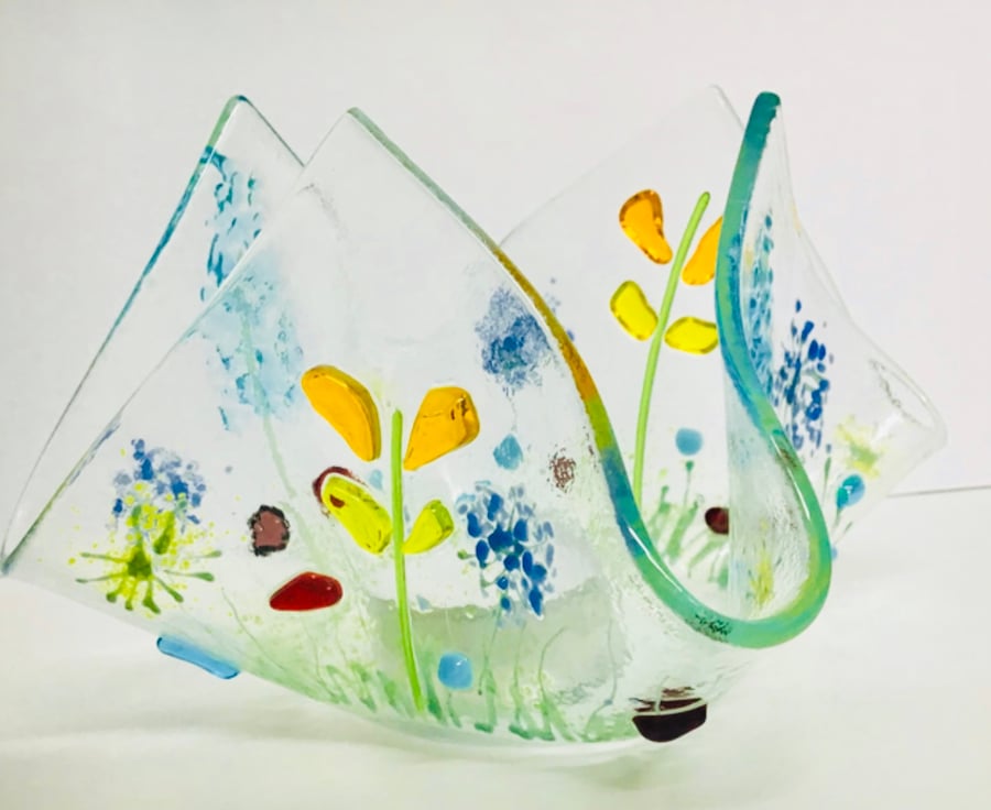  Fused glass elegant shaped meadows candle cribs .