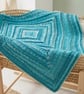 Handmade Crochet Baby Blanket: Imperial Ridge Blue Gradient Pram Blanket