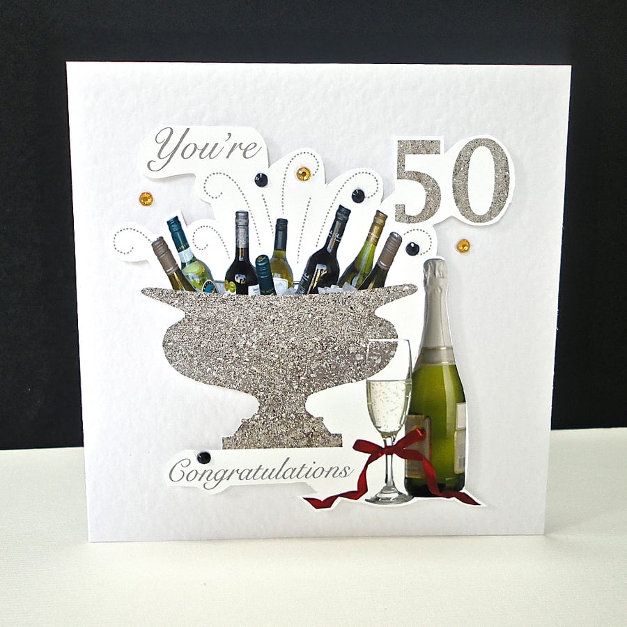 Happy 50th Birthday Celebration Bottles Handmade Card