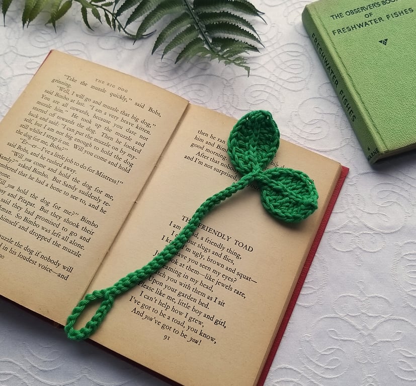 Crochet New Shoots Leaf Bookmark 100% Cotton Teacher Gift