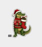 Unique Funny Christmas Sticker Xmas Decal For Adults - Grumpy Crocodile