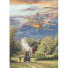 Tiger Moth Biplane Greetings Card-Fine Art Aviation Card-Original Art Design