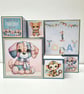 1st Birthday Card – Cute Patchwork Puppy & Animals – Unisex First Birthday Card 