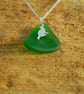 Beach glass pendant with cat charm - Image 2