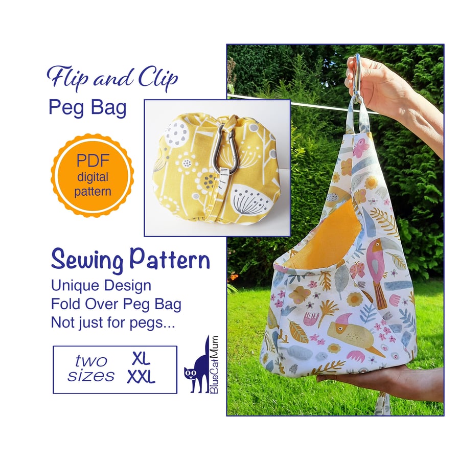 PDF Sewing pattern Extra Large Peg Bag Storage bag with Carabiner