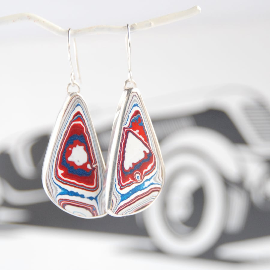 Dodge fordite earrings - rounded triangles