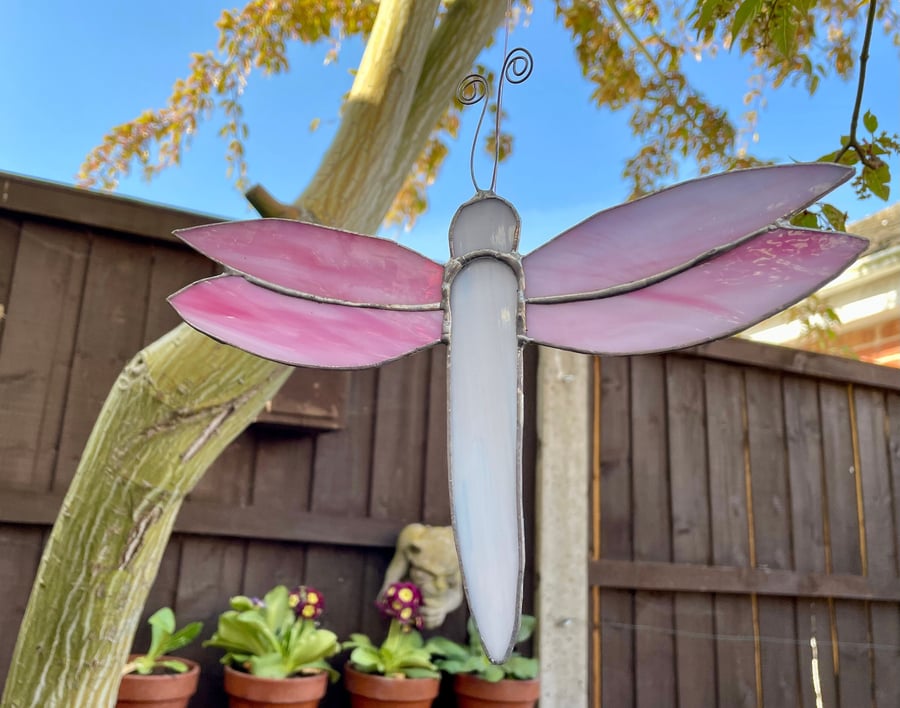 Stained glass dragonfly (large with reflexed wings).  Various colours