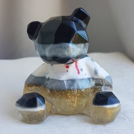 Gorgeous Stripey Resin Bear No31 - Ornament - Figurine - Home Decor.