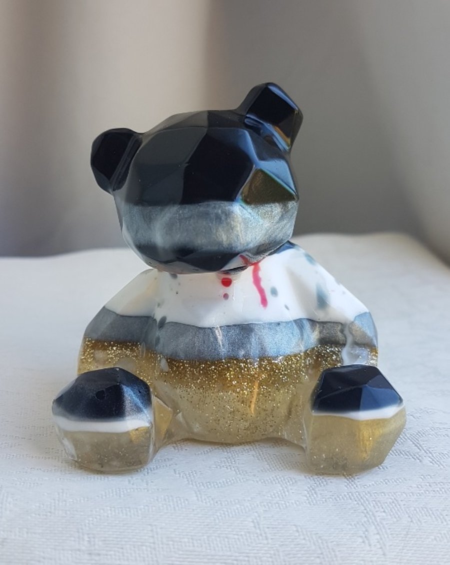 Gorgeous Stripey Resin Bear No31 - Ornament - Figurine - Home Decor.