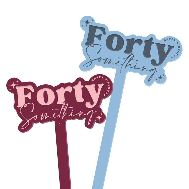 Forty Something - Birthday Cake Topper: Funny Age Cake Decoration For 40s