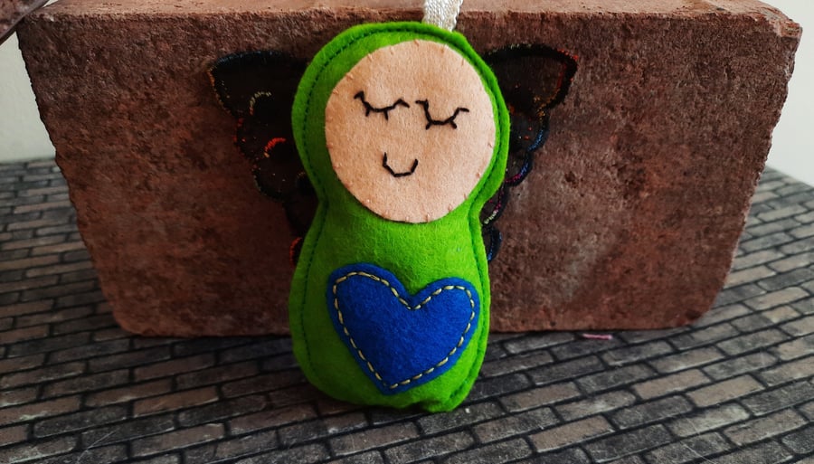 Green Angel Lavender Bag - Heart Embellishment