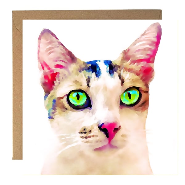 Cat Birthday, Greeting Card, Beautiful Eyes