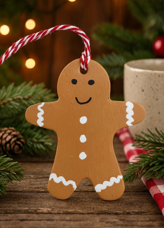 HandPainted Clay Gingerbread Man Christmas Decoration