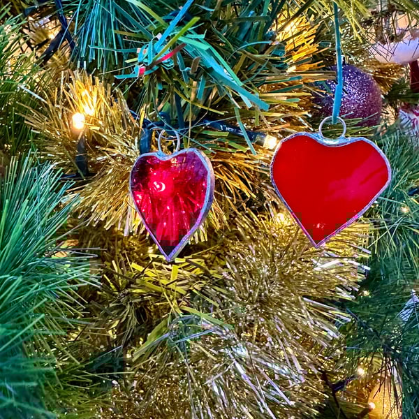 Stained glass small heart, RED