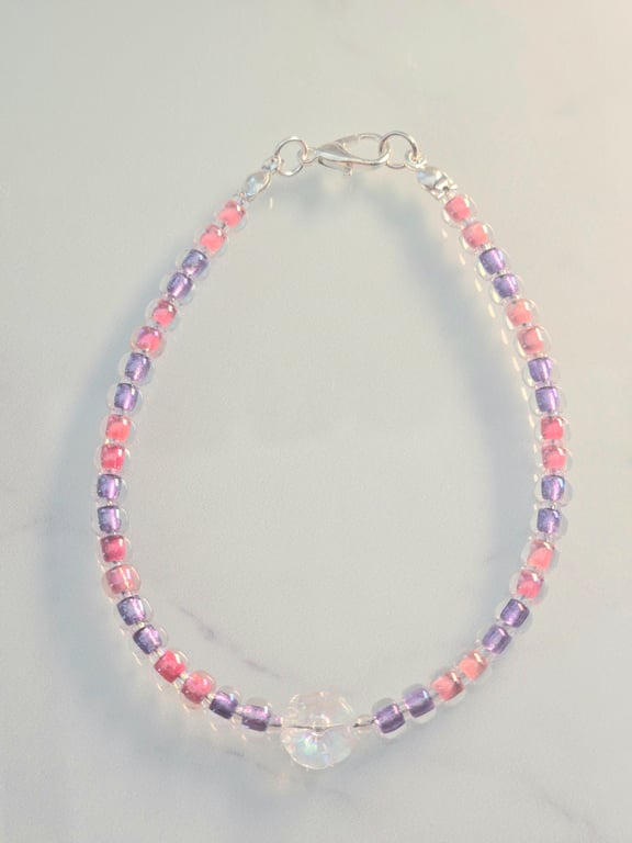 Pink and Purple flower bracelet
