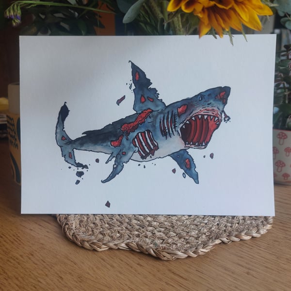 Zombie shark - Giclée print