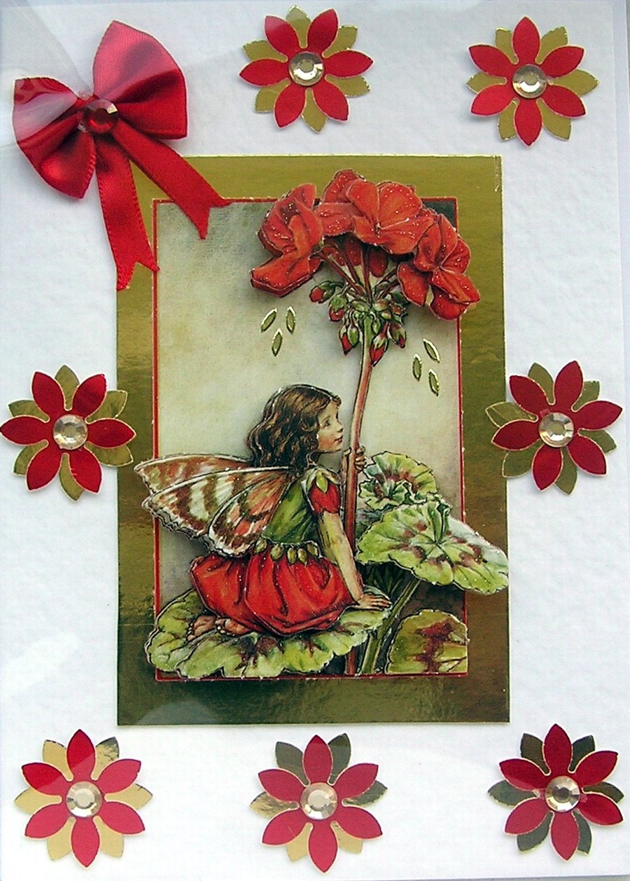 Fairy Hand Crafted 3D Decoupage Card - Blank for any Occasion (2554)