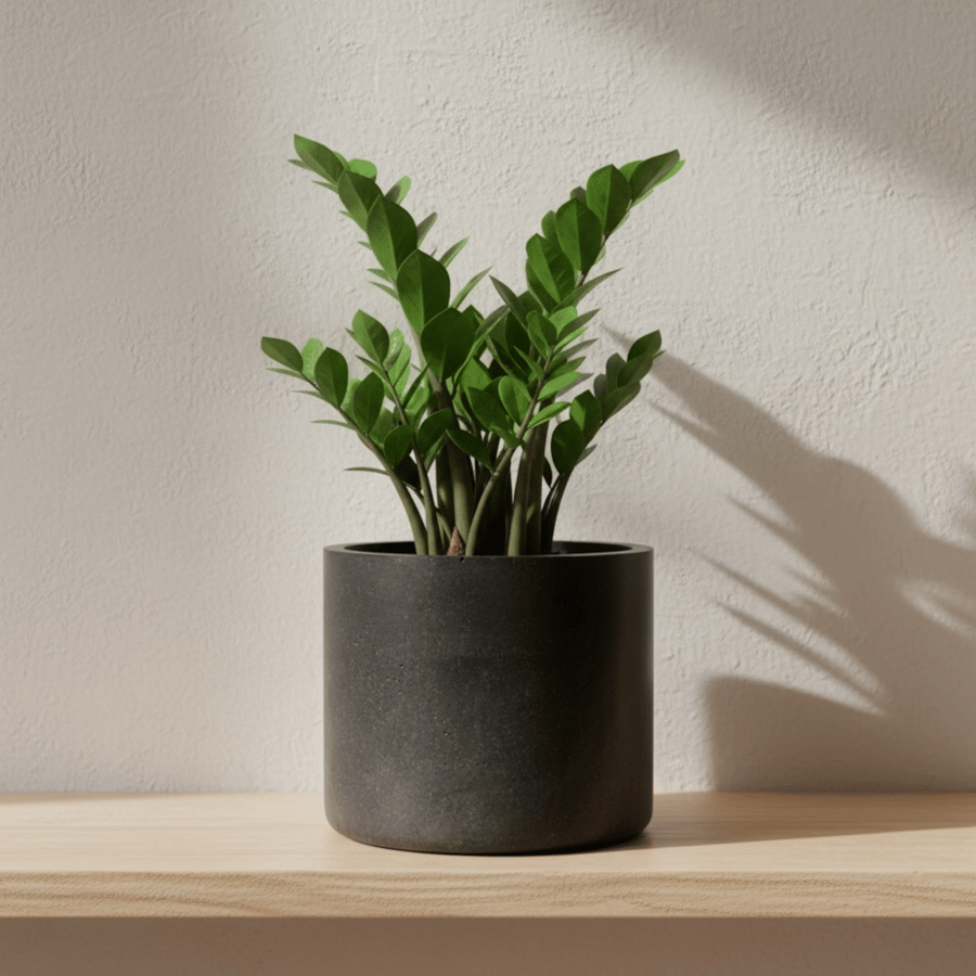 Large Charcoal Grey Plant Pot  - Minimalist Round Graphite Houseplant Planter
