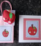 Quirky art teachers , teaching assistant , handmade felt apple badge, card, bag 
