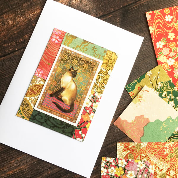 Siamese cat card, handmade card, siamese cat lover