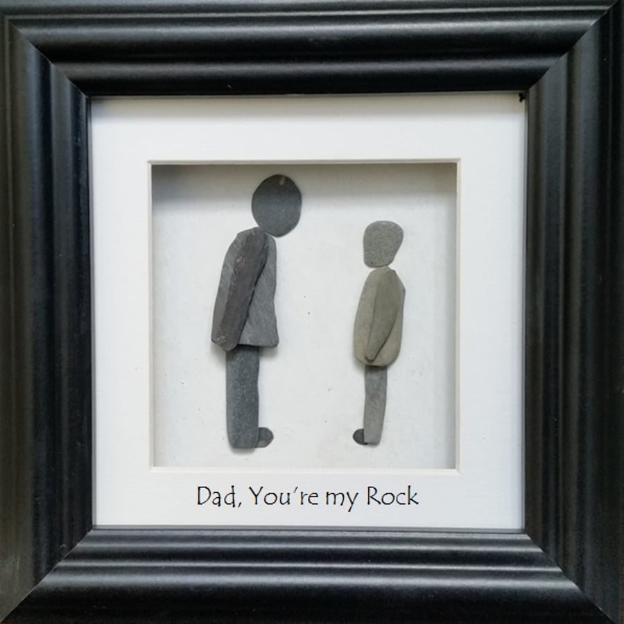 Fathers day, Pebble Art Picture, Pebble Family, Personalised Picture, Frames