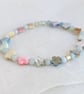 Mother of pearl shell flower and amazonite pastel stretch bracelet 