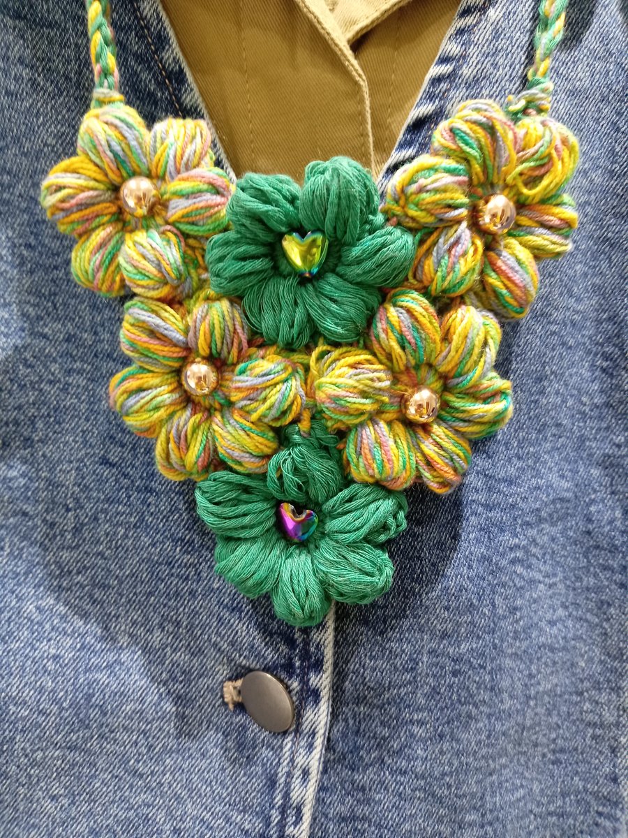 Green Multi Hematite Statement Necklace Nickel Free