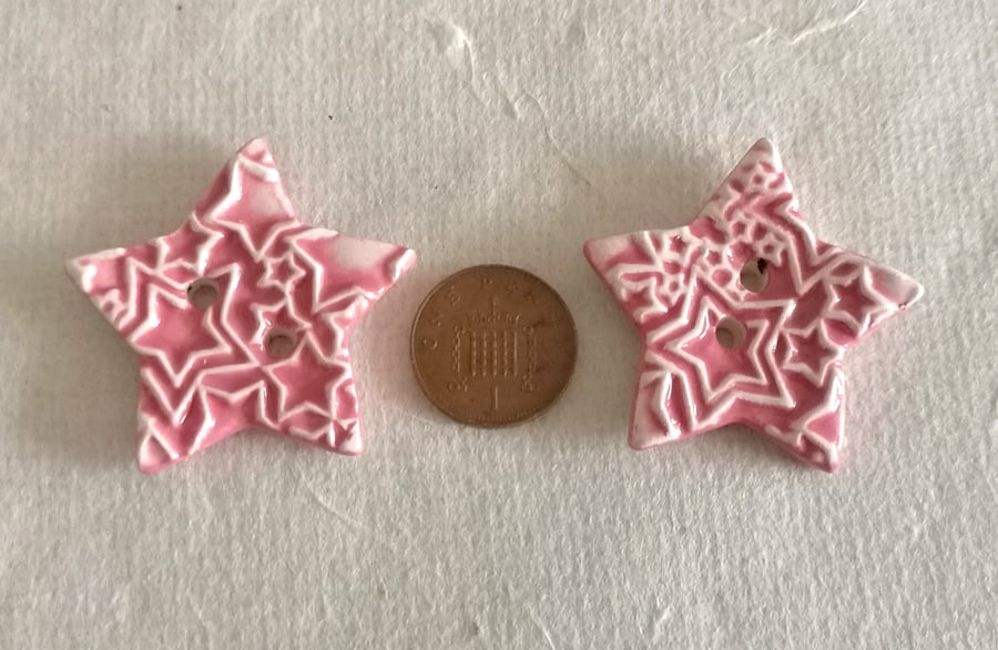 Ceramic pink star button