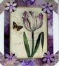 Purple Tulip Flower - Hand Crafted Decoupage Greeting Card - Blank 2891 - Image 1