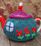 Country cottage tea cosy - hand embroidered, to fit a tea for one or two  teapot - Image 3