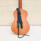  1 inch Wide Adjustable Blue Dragon Scale Ukulele Strap