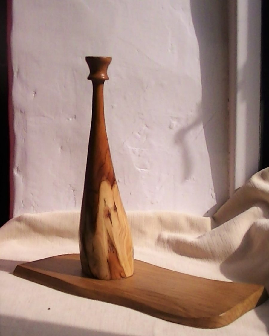 Yew and Poplarwood candle holder