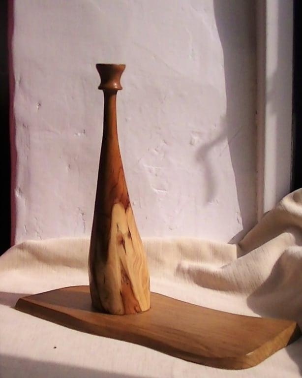 Yew and Poplarwood candle holder