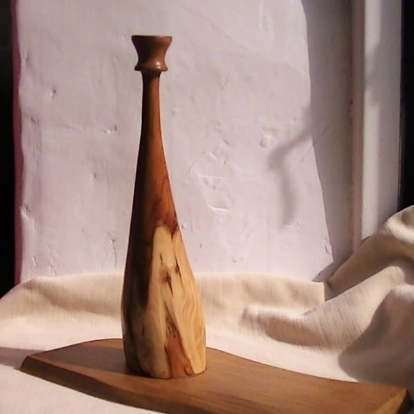 Yew and Poplarwood candle holder