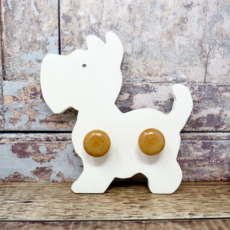 White Scottie dog coat rack
