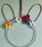 Spring Wreath - Freestanding or Bunny Wall Decoration - Crochet Flowers