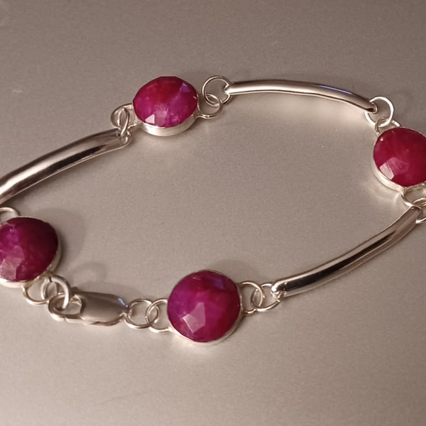 Sterling silver and ruby bracelet