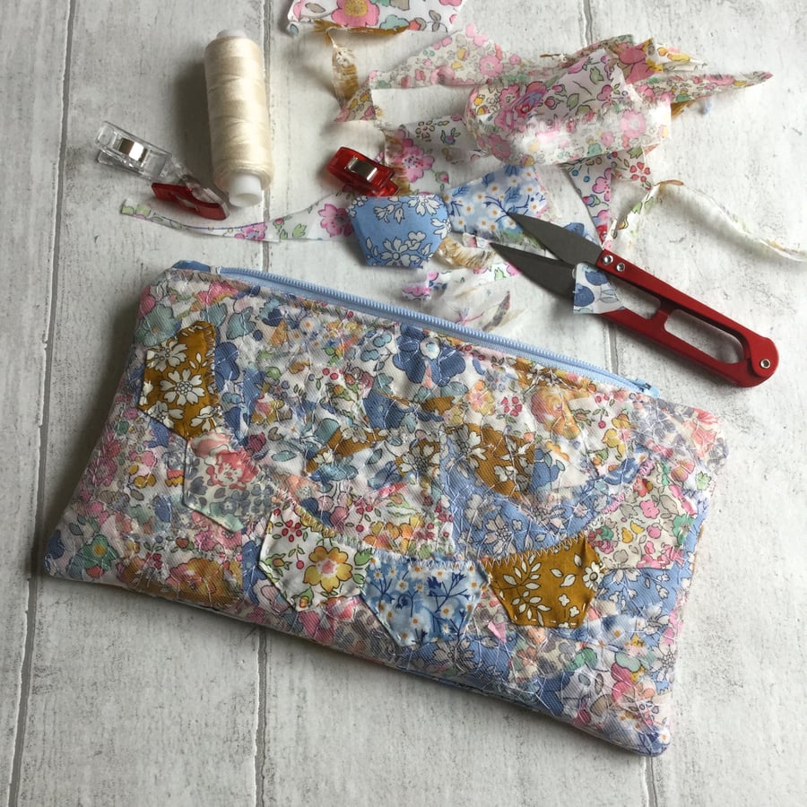 Recycled Liberty Floral Fabric Zipped Pouch