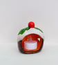 Hand-Painted Christmas Pudding Tea Light Holder -Ceramic Christmas Candle Holder - Image 3