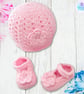 Crochet baby set, layette. Pink baby coat, cardigan, hat and shoes 0-3 mths. - Image 7